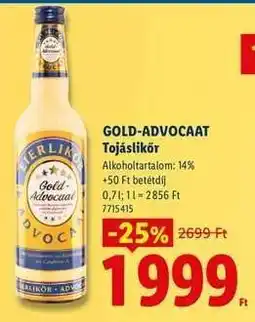 Lidl GOLD ADVOCAAT Tojáslikőr ajánlat