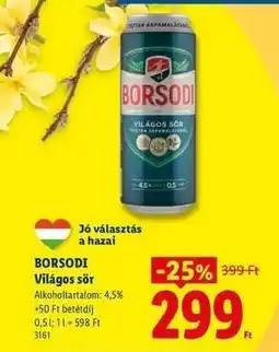 Lidl BORSODI Világos sör ajánlat
