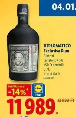 Lidl Diplomático Exclusiva rum ajánlat