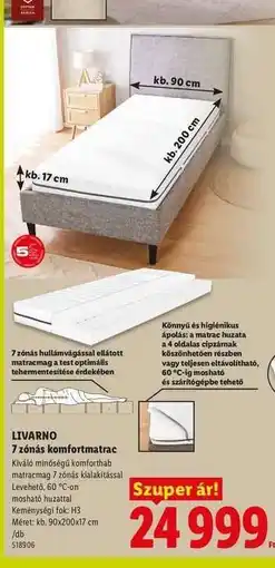 Lidl Livarno 7 zónás komfortmatrac ajánlat
