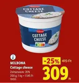 Lidl MILBONA Cottage cheese ajánlat