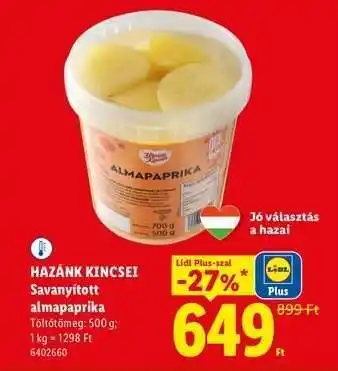 Lidl HAZÁNK KINCSEI Savanyított almapaprika ajánlat