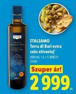 Lidl ITALIAMO Terra di Bari extra szűz olívaolaj ajánlat