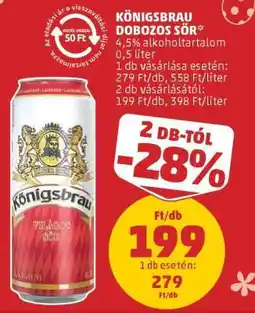 PENNY Königsbrau Dobozos Sör ajánlat