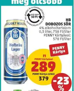 PENNY HB Dobozos Sör ajánlat