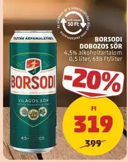 PENNY Borsodi Dobozos Sör ajánlat