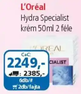 ÁRKLUB L'Oréal Hydra Specialist krém ajánlat