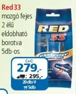 ÁRKLUB Red 33 mozgó fejes 2 élű eldobható borotva ajánlat