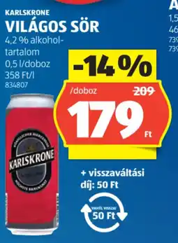 ALDI Karlskrone Világos sör ajánlat