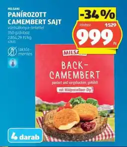 ALDI MILSAN PANÍROZOTT CAMEMBERT SAJT ajánlat