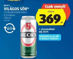 ALDI BECK'S Világos sör ajánlat