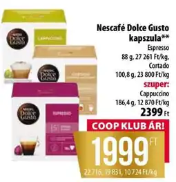 Coop Nescafé Dolce Gusto kapszula ajánlat