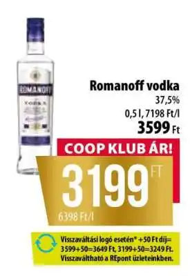 Coop ROMANOFF Vodka ajánlat