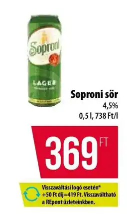 Coop Soproni sör ajánlat
