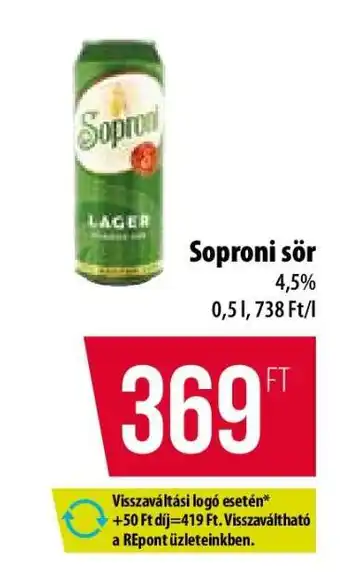 Coop Soproni sör ajánlat