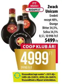 Coop Zwack Unicum ajánlat