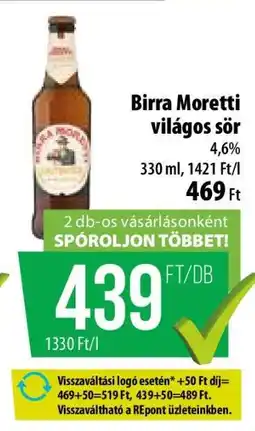 Coop BIRRA MORETTI Világos sör ajánlat