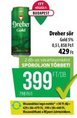 Coop Dreher sör Gold 5% ajánlat