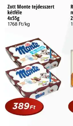 Real Zott Monte tejdesszert ajánlat