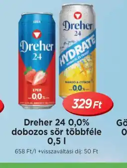 Real Dreher 24 0,0% dobozos sör ajánlat