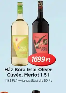 Real Ház Bora Irsai Olivér Cuvée, Merlot ajánlat