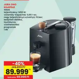 Interspar JURA ONO kávéfőző ajánlat