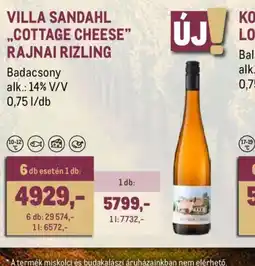 Metro VILLA SANDAHLS RAJNAI RIZLING ajánlat