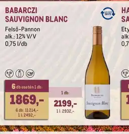 Metro BABARCZI SAUVIGNON BLANC ajánlat