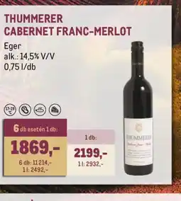 Metro THUMMERER CABERNET FRANC-MERLOT ajánlat