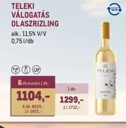 Metro TELEKI VÁLOGATÁS OLASZRIZLING ajánlat