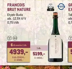 Metro FRANCOIS BRUT NATURE ajánlat