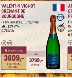 Metro VALENTIN VIGNOT CRÉMANT DE BOURGOGNE ajánlat