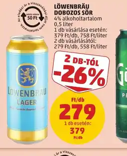 PENNY LÖWENBR 1 db esetén:U DOBOZOS SÖR ajánlat