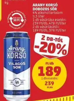 PENNY Arany Korsó Dobozos Sör ajánlat