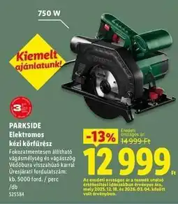 Lidl PARKSIDE Elektromos kézi körfűrész ajánlat