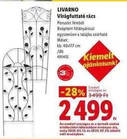 Lidl LIVARNO Virágfuttató rács ajánlat