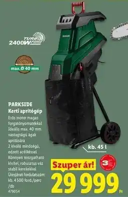 Lidl PARKSIDE Kerti aprítógép ajánlat