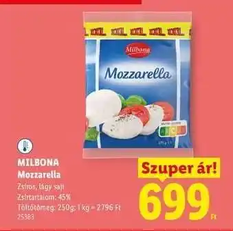 Lidl MILBONA Mozzarella ajánlat