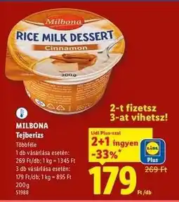 Lidl MILBONA Tejberizs ajánlat