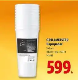 Lidl GRILLMEISTER Papírpohár ajánlat