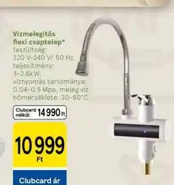 Tesco Vízmelegítős flexi csaptelep ajánlat