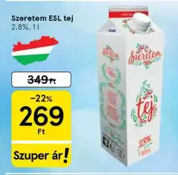 Tesco Szeretem ESL tej ajánlat
