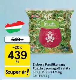 Tesco Eisberg Pántlika vagy Puszta csomagolt saláta ajánlat