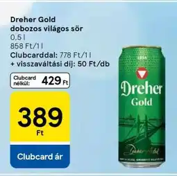 Tesco Dreher Gold dobozos világos sör ajánlat