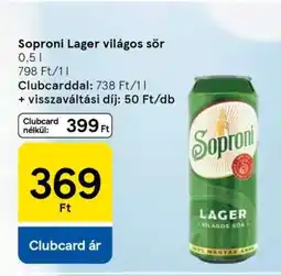 Tesco Soproni Lager világos sör ajánlat