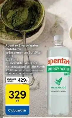Tesco Apenta+ Energy Water matchaízű ajánlat