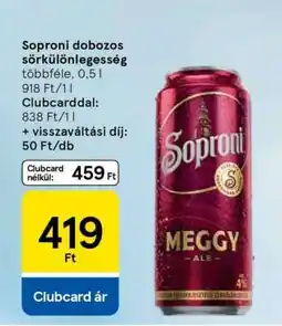 Tesco Soproni dobozos sörkülönlegesség ajánlat