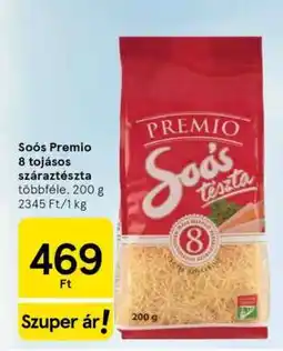 Tesco Soós Premio 8 tojásos száraztészta ajánlat