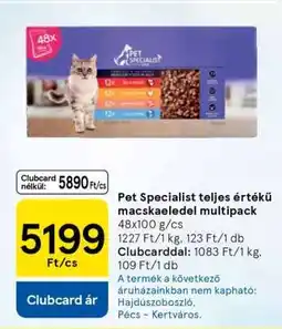 Tesco Pet Specialist teljes értékű macskaeledel multipack ajánlat