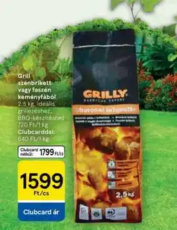 Tesco Grilly szénbrikett vagy faszén keményfából ajánlat